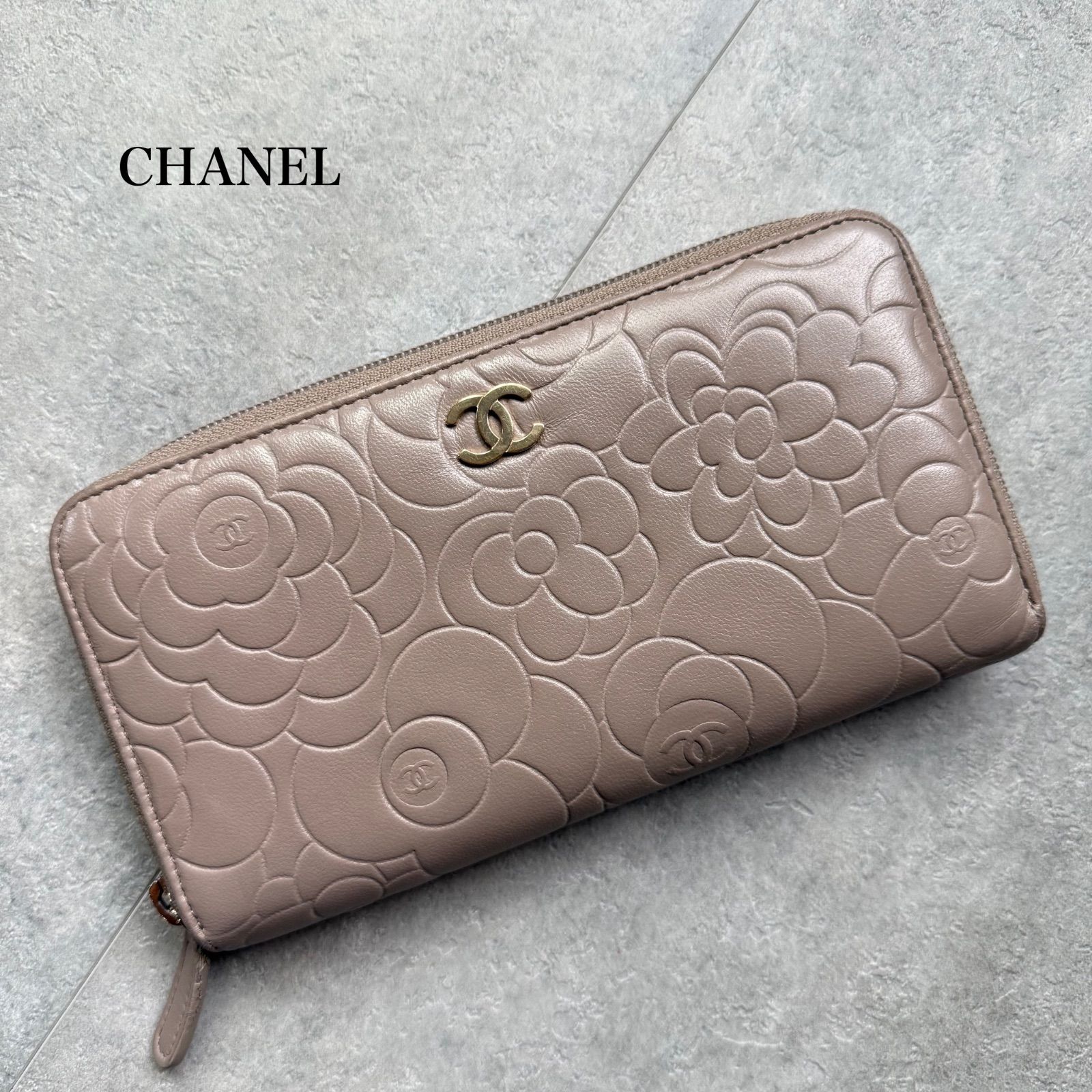 CHANEL シャネル カメリア ココマーク ラウンドファスナー長財布