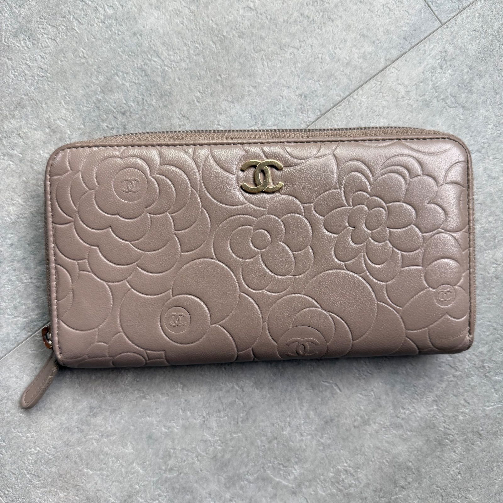CHANEL シャネル カメリア ココマーク ラウンドファスナー長財布