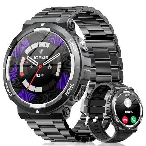 スマートウォッチ【2026初売り】Bluetooth通話 Line/メッセージ通知 アプリのGPS連動可能 100+運動モード 3ATM防水 長持ちバッテリー カメラ制御 音楽制御 音声アシスタント 歩数計 腕時計 目覚まし時計 天気予報 3 feddf289