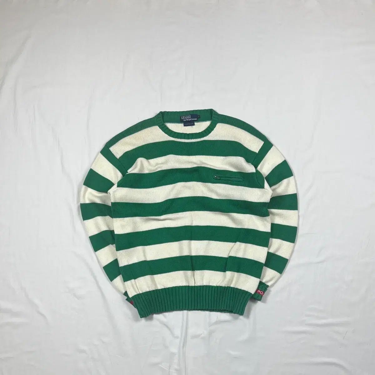 90s POLO RALPH LAUREN polo Spellout ストライプ ニット セーター