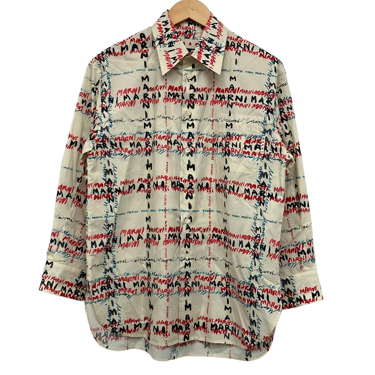 MARNI(マルニ) 長袖シャツブラウス サイズ44 L レディース - ベージュ×レッド×マルチ ロゴチェック