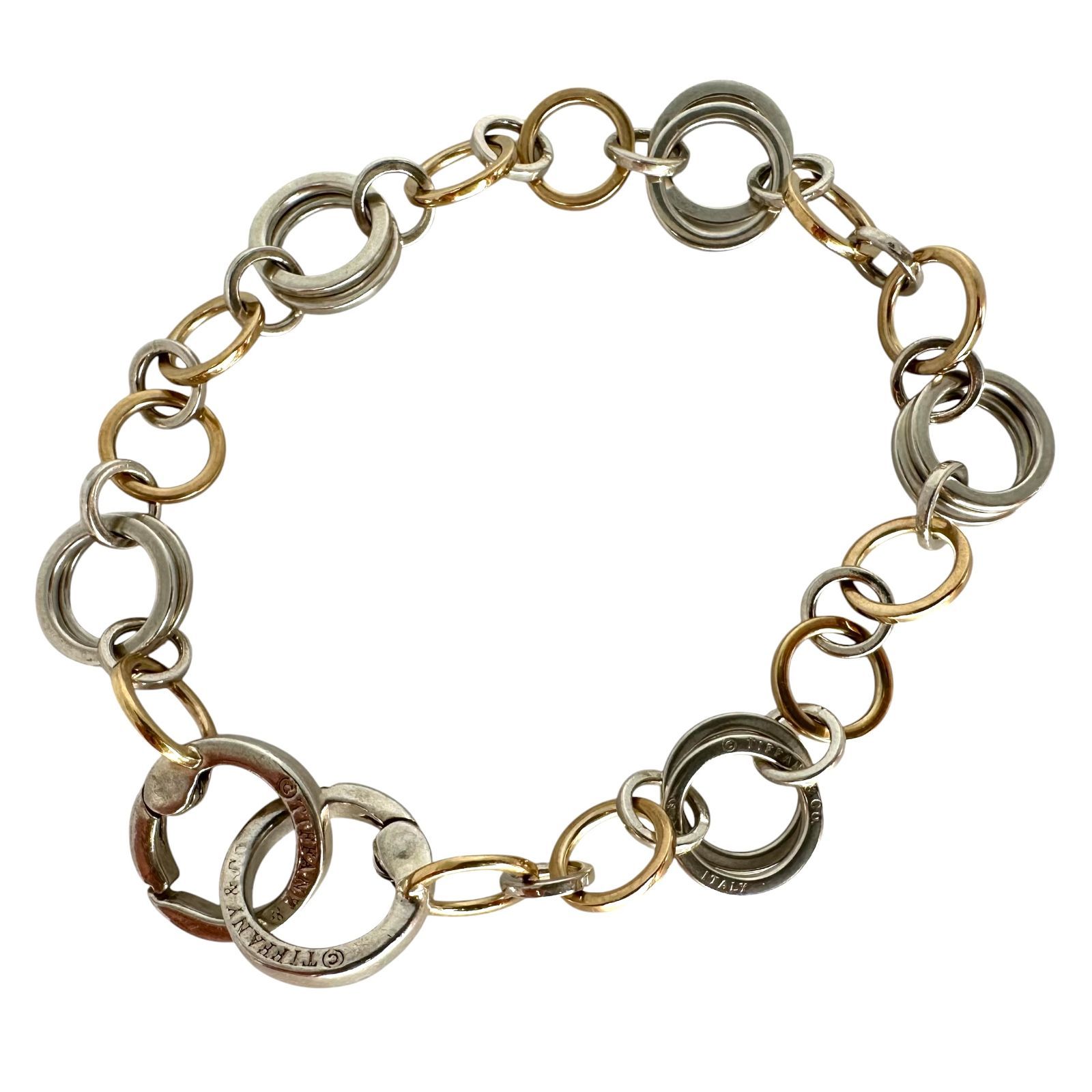 【Tiffany&Co.】ティファニー サークル ブレスレット K18＆SV925 15.9g シルバー/ゴールド レディース 【中古品】 USED- AB【9304】