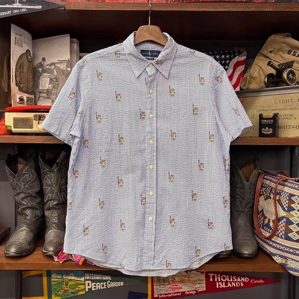 新モデルラベル POLO RALPH LAUREN ボートハウス コレクション ローイングベア シアサッカー シャツ N1401