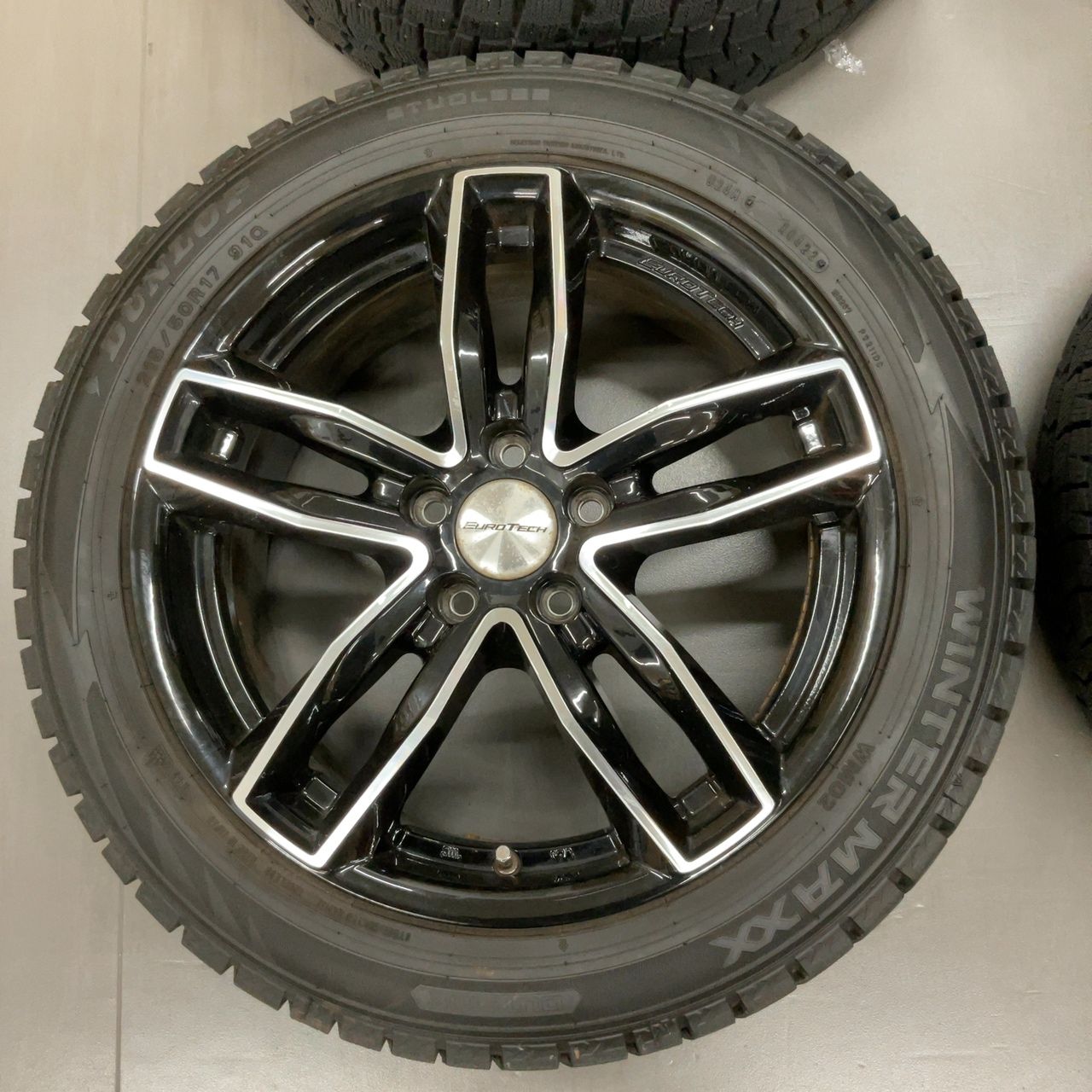 5穴 PCD108 17インチ 7J+50 EUROTECH+215/50R17 DUNLOP WINTER MAXX 