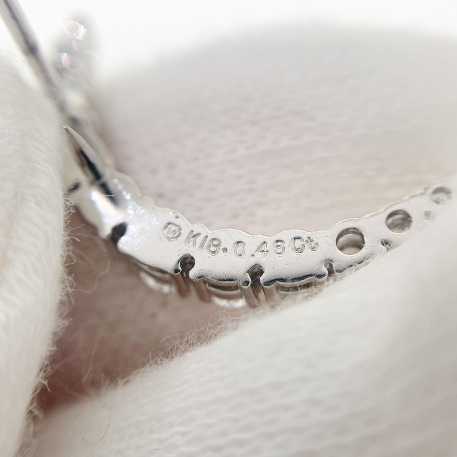 中古】ミキモト MIKIMOTO ダイヤモンド ピンブローチ 三日月 K18WG 