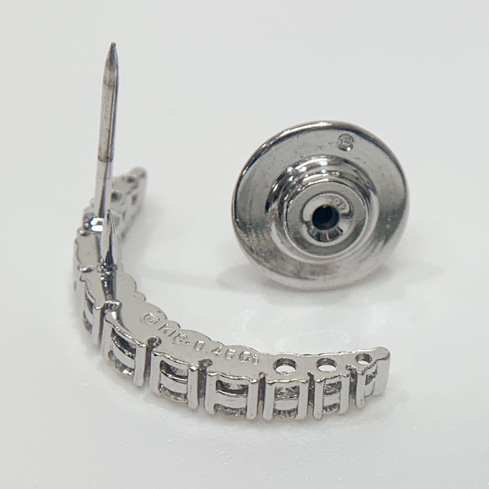 中古】ミキモト MIKIMOTO ダイヤモンド ピンブローチ 三日月 K18WG 