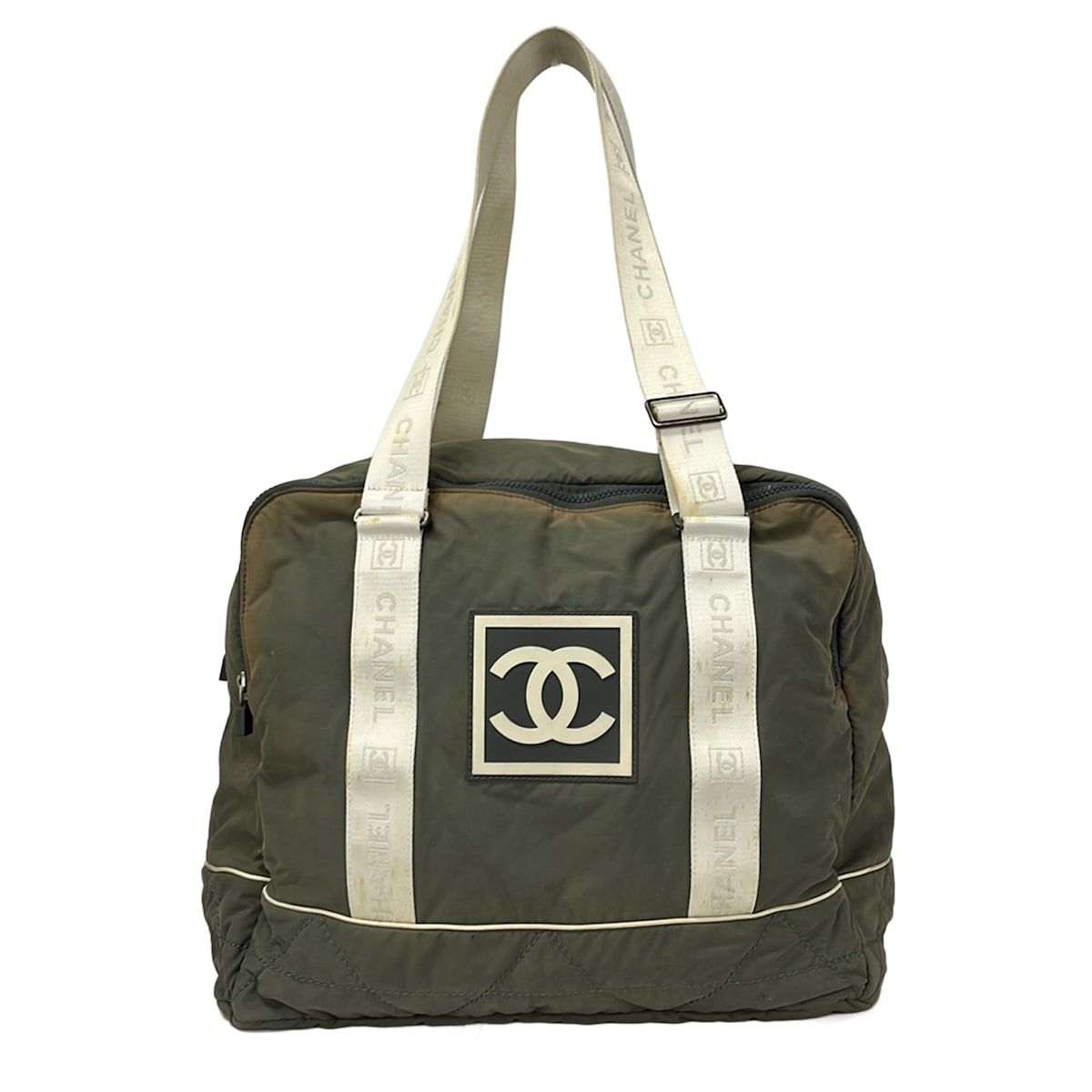 CHANEL(シャネル) ボストンバッグ スポーツライン グレー×アイボリー