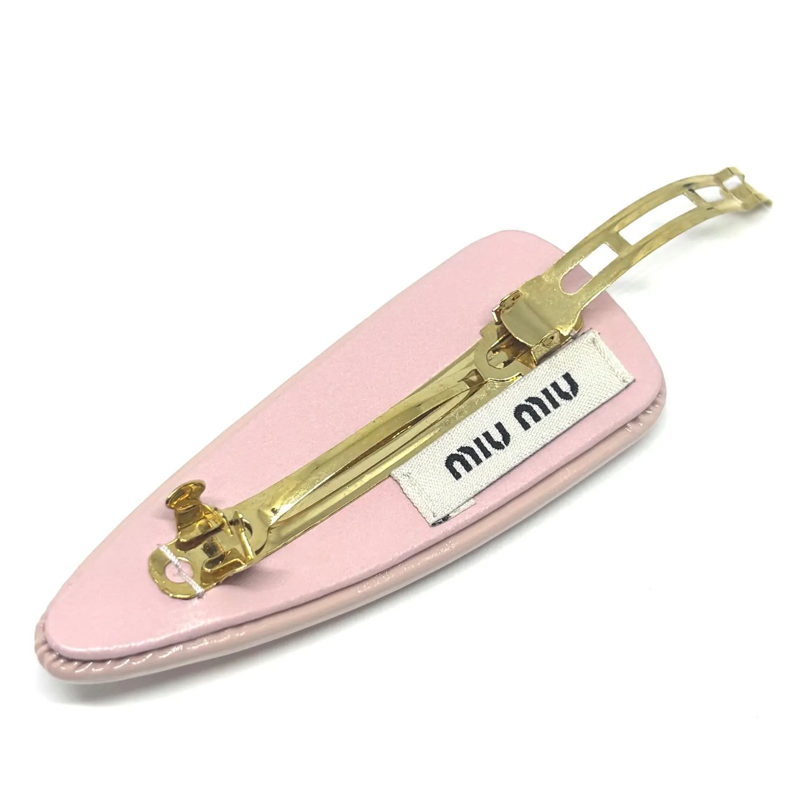 極美品】miumiu ミュウミュウ パテントレザー ロゴバレッタ ピンク