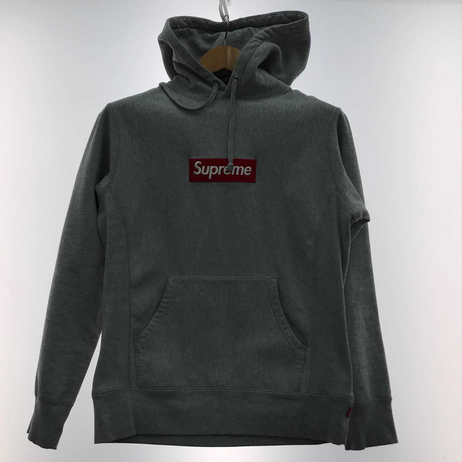 Supreme シュプリーム パーカー Supreme グレー ブランド SIZE S 襟ヨゴレ・ポケット部分補修有 メンズ ボックスロゴ グレー