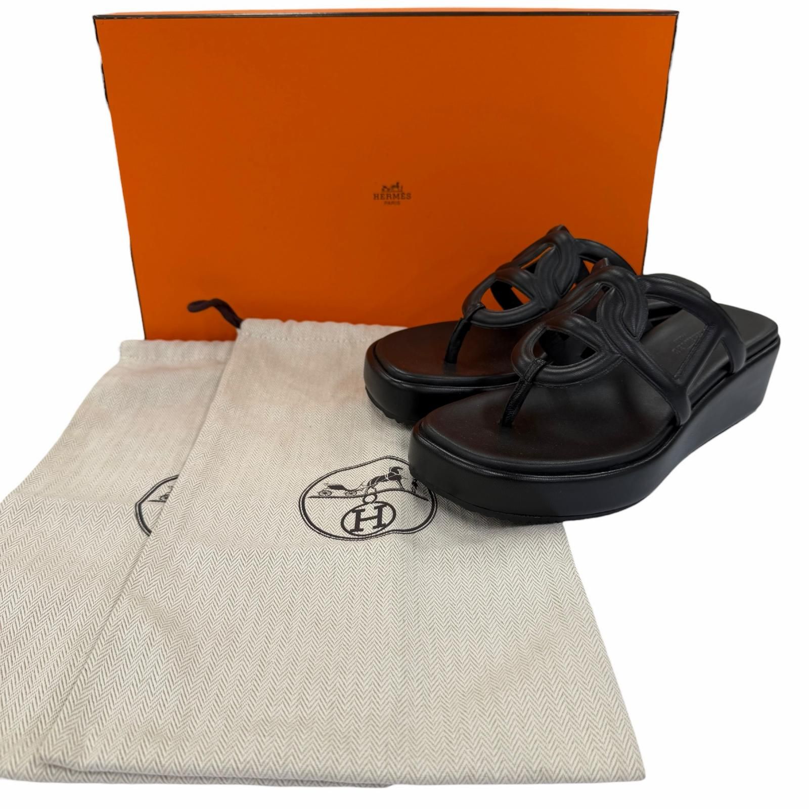 極美品☆HERMES エルメス ジプシー シェーヌダンクル 厚底 レザー