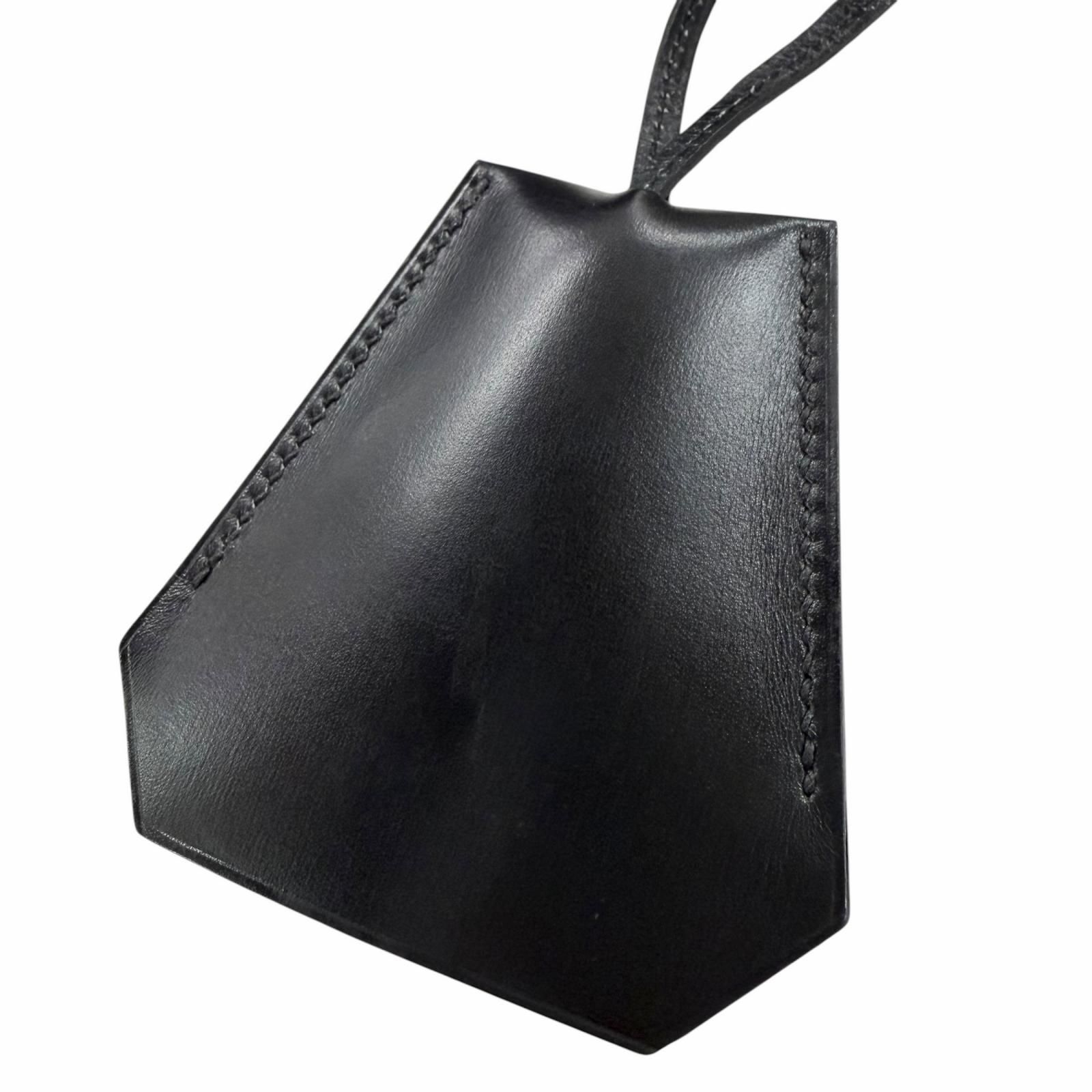 美品▼HERMES エルメス ヴィンテージ レザー シルバー金具 マルジェラ期 クロシェット ネックレス ブラック □C刻印 フランス製 メンズ 箱付き