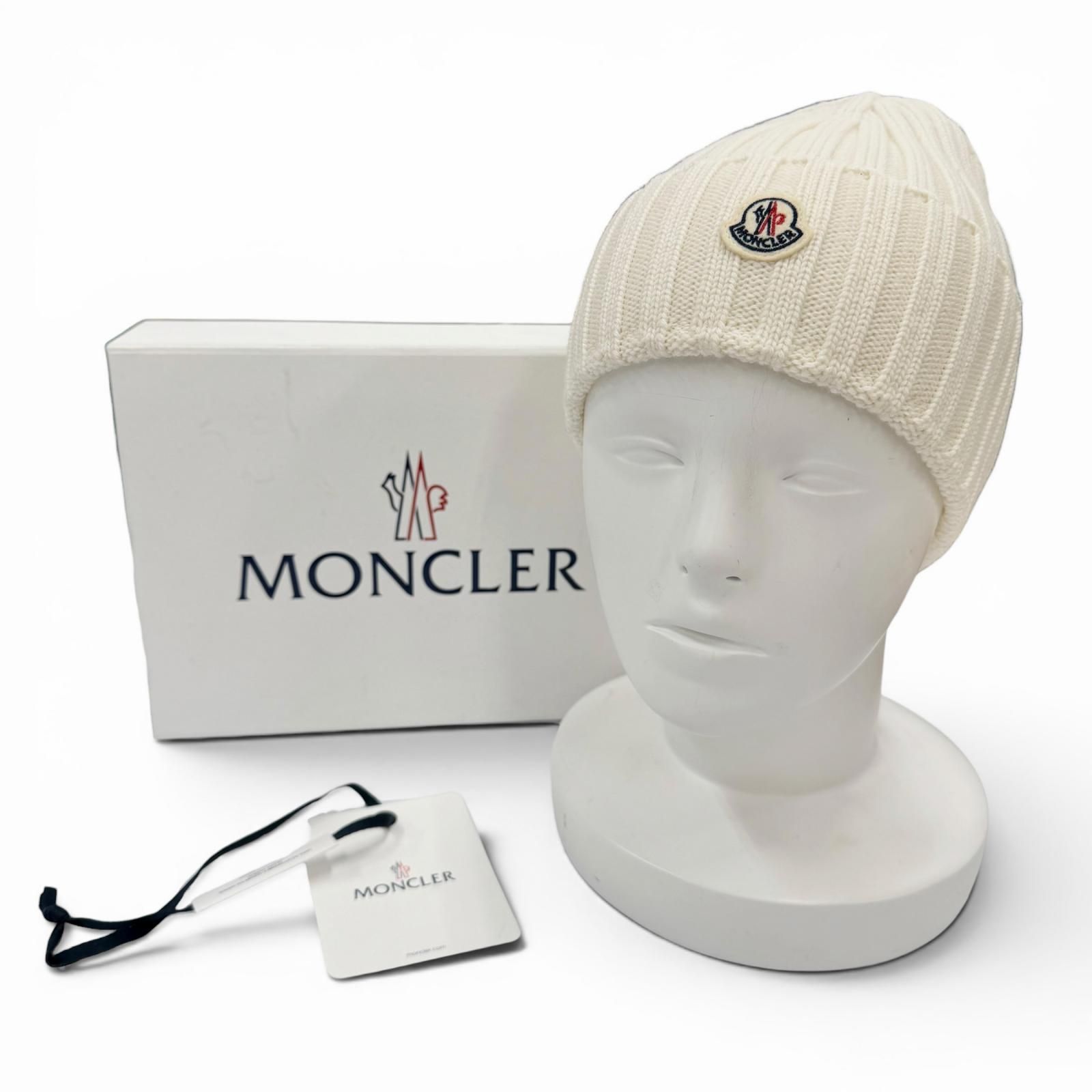 未使用品◇MONCLER モンクレール ウール100％ ロゴワッペン付 ビーニー