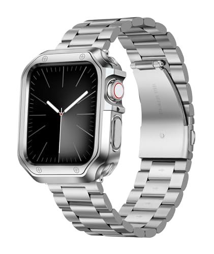 ☆新品☆コンパチブル Apple Watch バンド 46mm 45mm 44mm 42mm 41mm 40mm 38mm コンパチブル アップルウォッチバンド ステンレス ポリッシュTPUケース コンパチブルiWatch ベルト Serie eed4476b