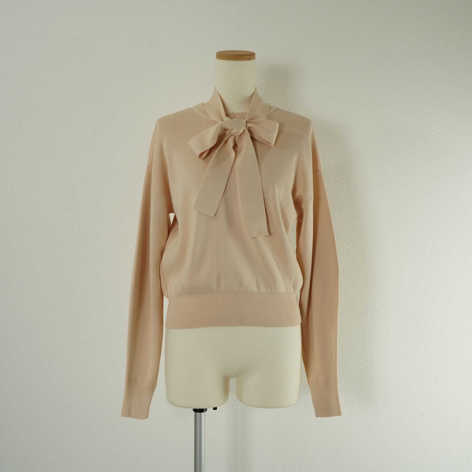 CLANE クラネ W FACE NECK RIBBON KNIT TOPS ダブルフェイスネック リボン ニット トップス プルオーバー 長袖