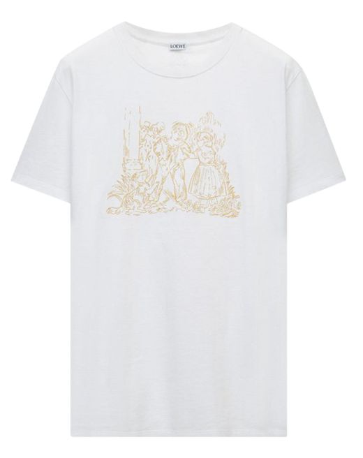 LOEWE ロエベ アートプリント 半袖Tシャツ M ホワイト コットン メンズ