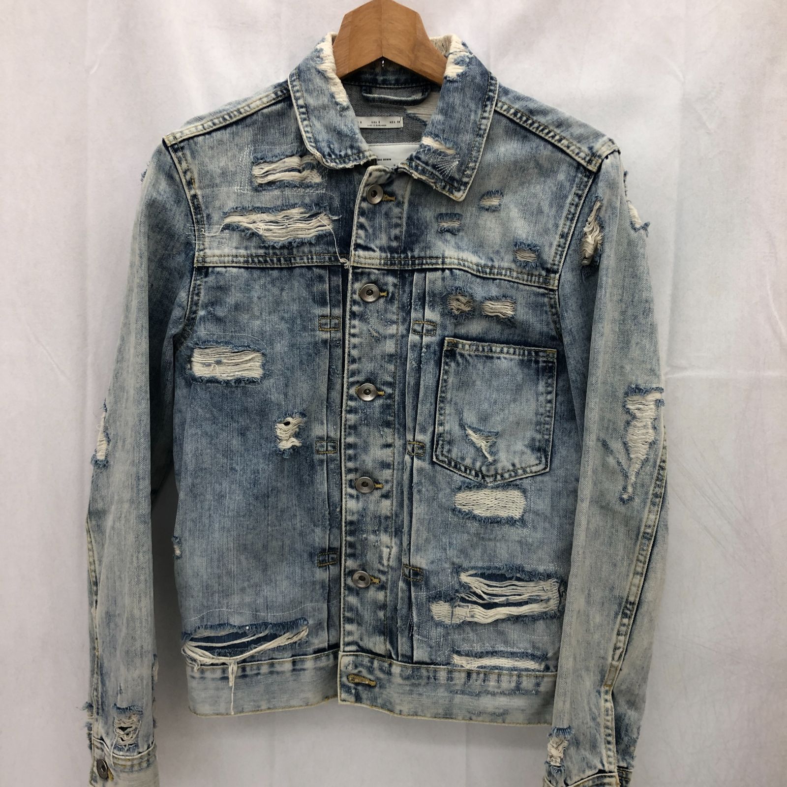 ZARA ザラ デニムジャケット ダメージ加工 USA S S ライトブルー