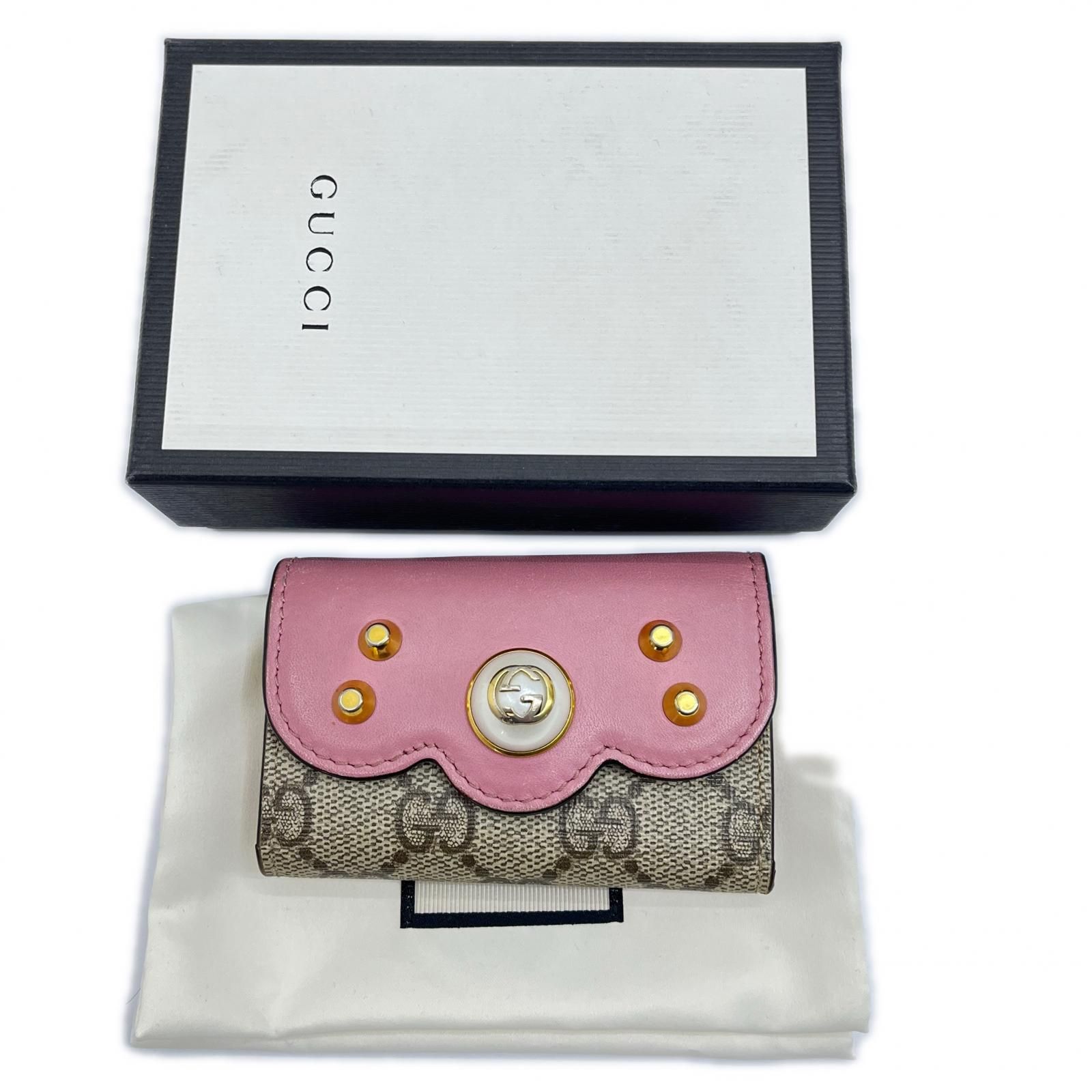 GUCCI グッチ キーケース GGスプリーム ６連キーケース 431479 ベージュ×ピンク