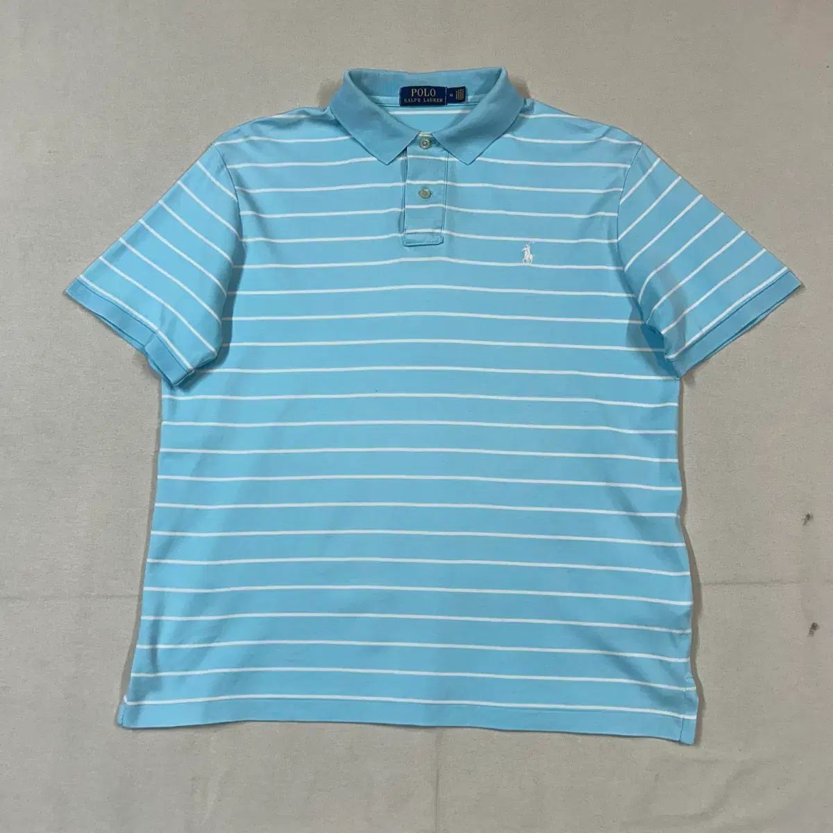 M) ポロ ラルフローレン ソフト コットン ストライプ 半袖 カラーTシャツ
