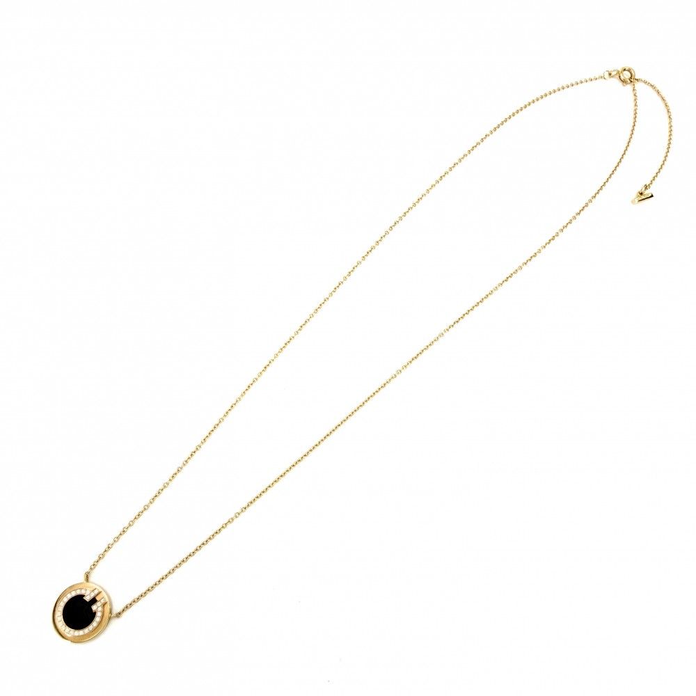 ティファニー ネックレス レディース ティファニー T TWO サークル ペンダント ジュエリー アクセサリー Au750 18金PG TIFFANY&Co. K18ピンクゴールド オニキス ブラック 黒 ゴールド 約3.2g【中古品】
