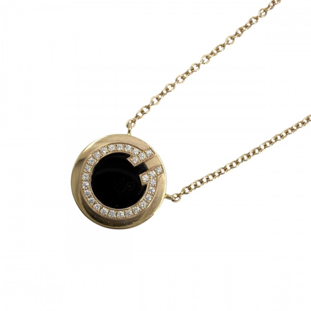 ティファニー ネックレス レディース ティファニー T TWO サークル ペンダント ジュエリー アクセサリー Au750 18金PG TIFFANY&Co. K18ピンクゴールド オニキス ブラック 黒 ゴールド 約3.2g【中古品】
