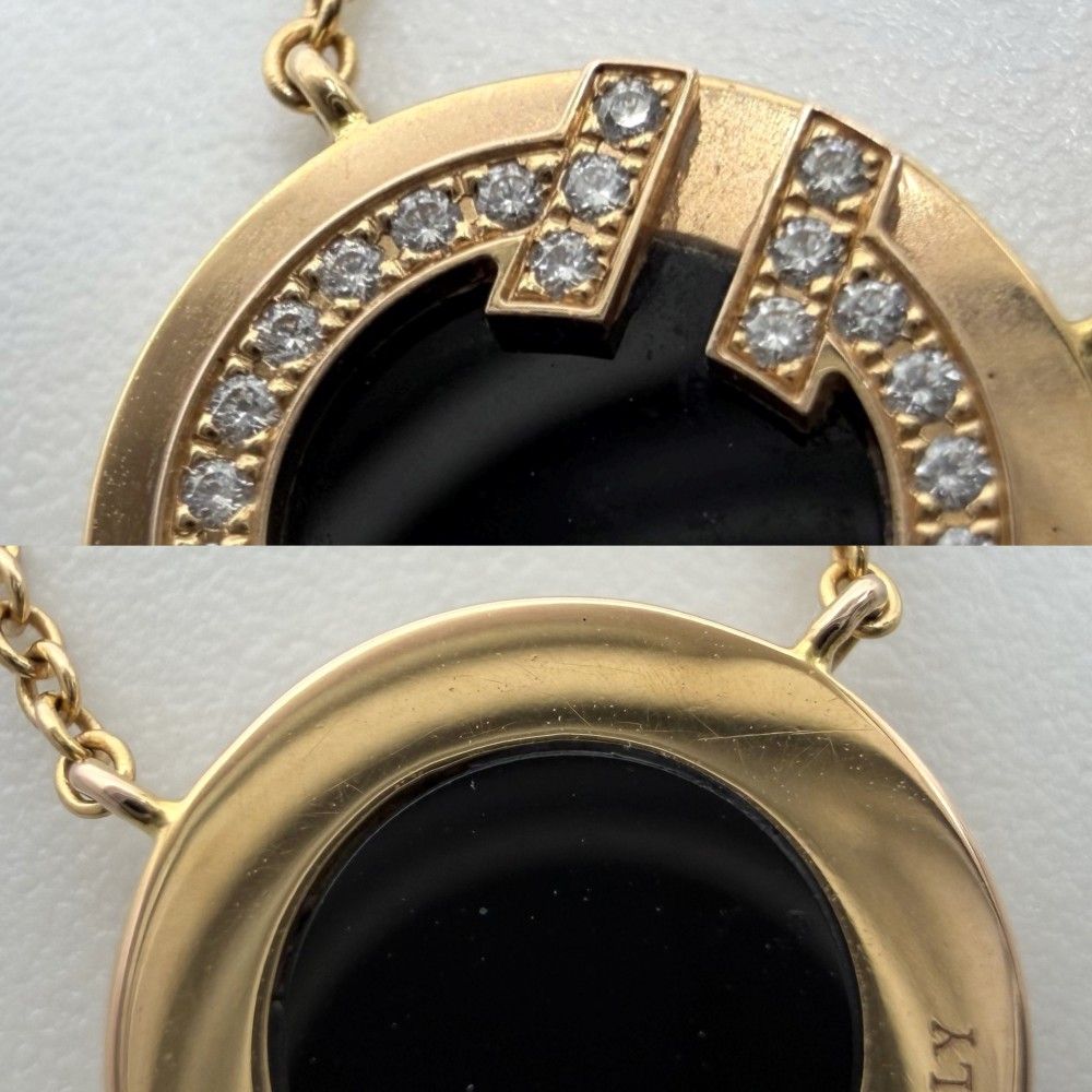 ティファニー ネックレス レディース ティファニー T TWO サークル ペンダント ジュエリー アクセサリー Au750 18金PG TIFFANY&Co. K18ピンクゴールド オニキス ブラック 黒 ゴールド 約3.2g【中古品】