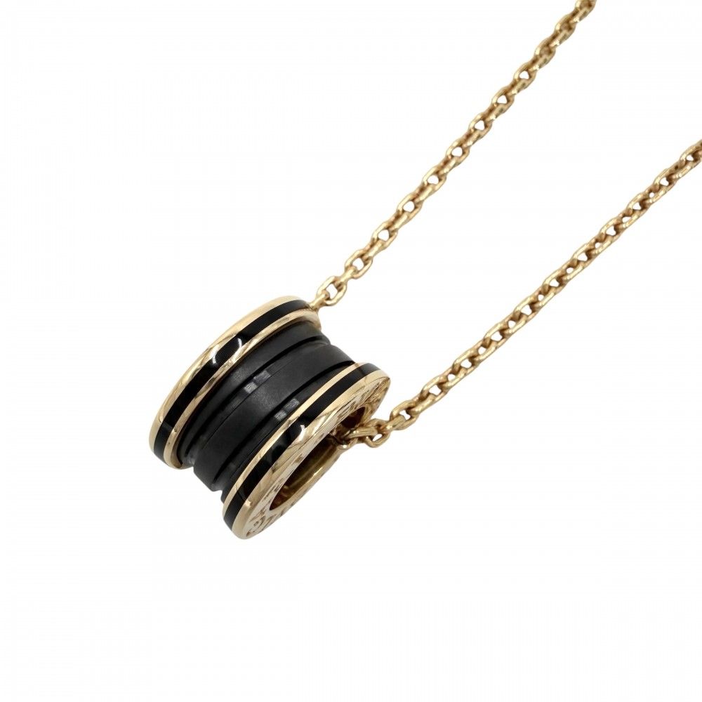 ブルガリ ネックレス レディース ビーゼロワン ペンダント アクセサリー アジャスター付き B-zero1 18金PG Au750 ジュエリー BVLGARI K18ピンクゴールド セラミック ブラック 黒 ゴールド 約25.9g【中古品】