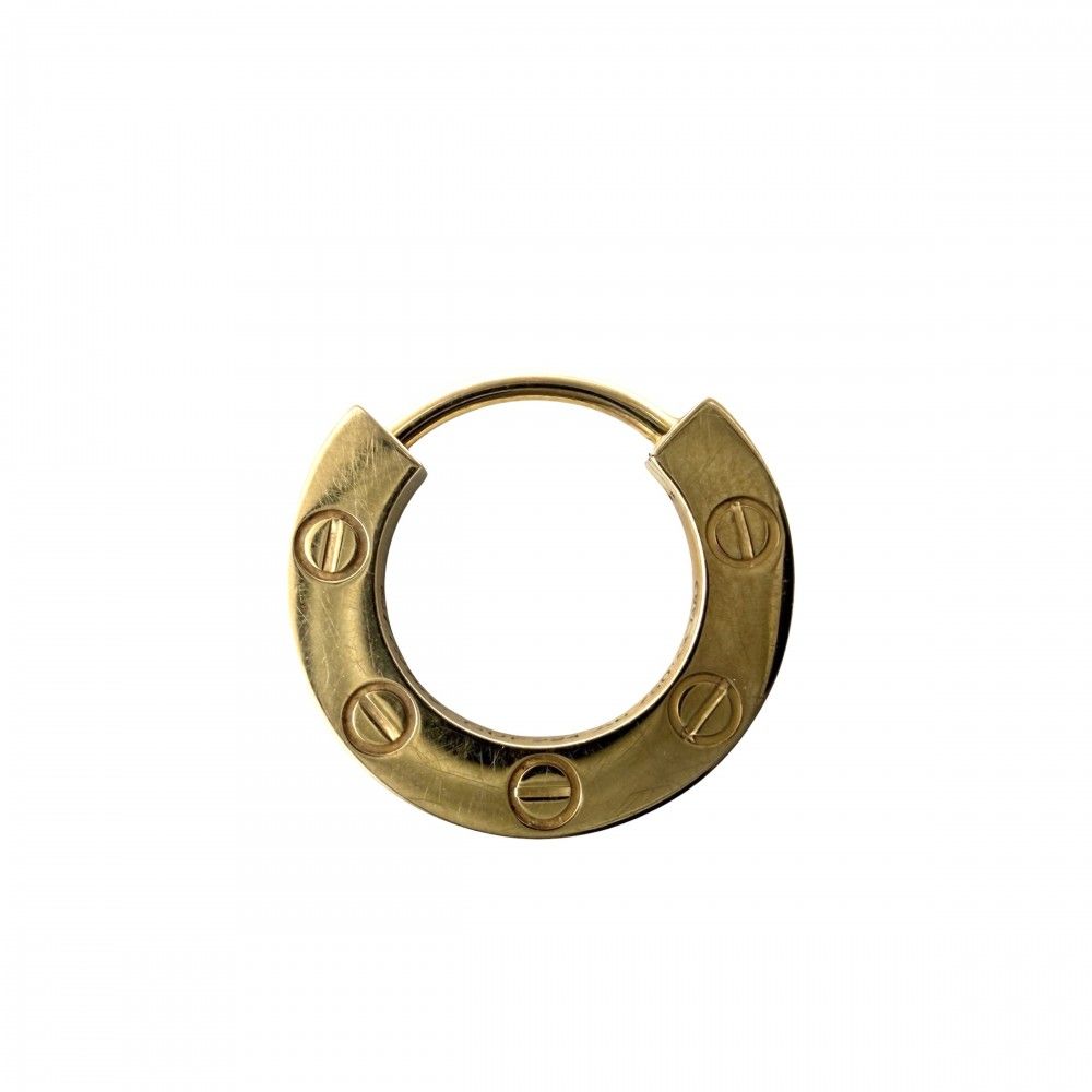 カルティエ ピアス レディース フープピアス ラブ シングル ビス 18金YG Au750 ジュエリー アクセサリー CARTIER K18イエローゴールド 約1.6g【中古品】
