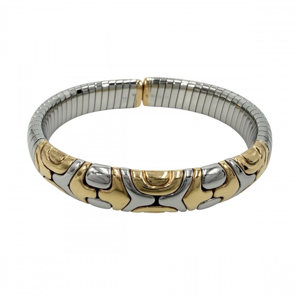 ブルガリ バングル ユニセックス アルベアーレ アクセサリー ジュエリー ブレスレット メンズ レディース BVLGARI K18イエローゴールド ステンレススチール ゴールド シルバー 約34.9g【中古品】 306,000円