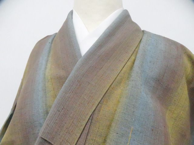 【京松】紬正絹 着物 身丈約157cm 裄丈約66.5cm kyo8z05-954