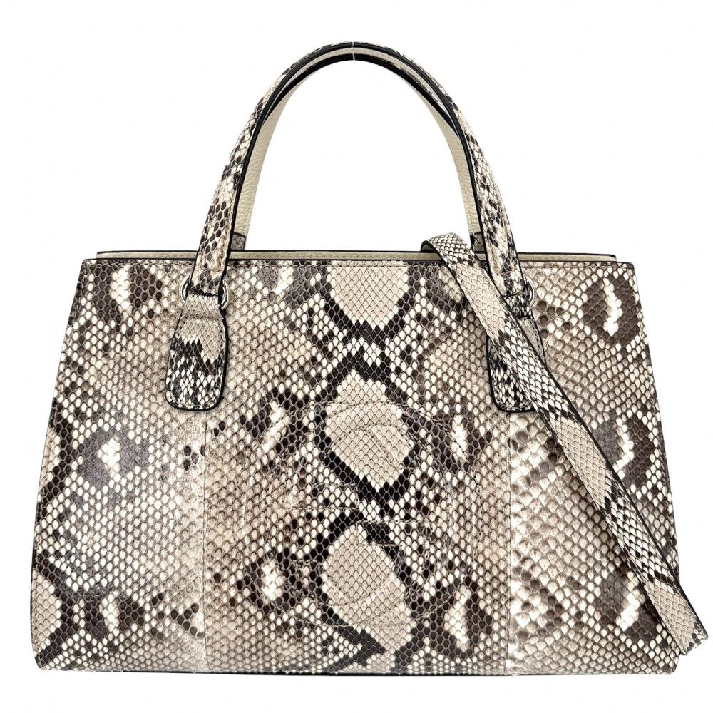 グッチ 2WAY レディース ソーホー インターロッキングG ハンドバッグ ショルダーバッグ GUCCI 431571 パイソン レザー ベージュ ゴールド金具 美品【中古品】