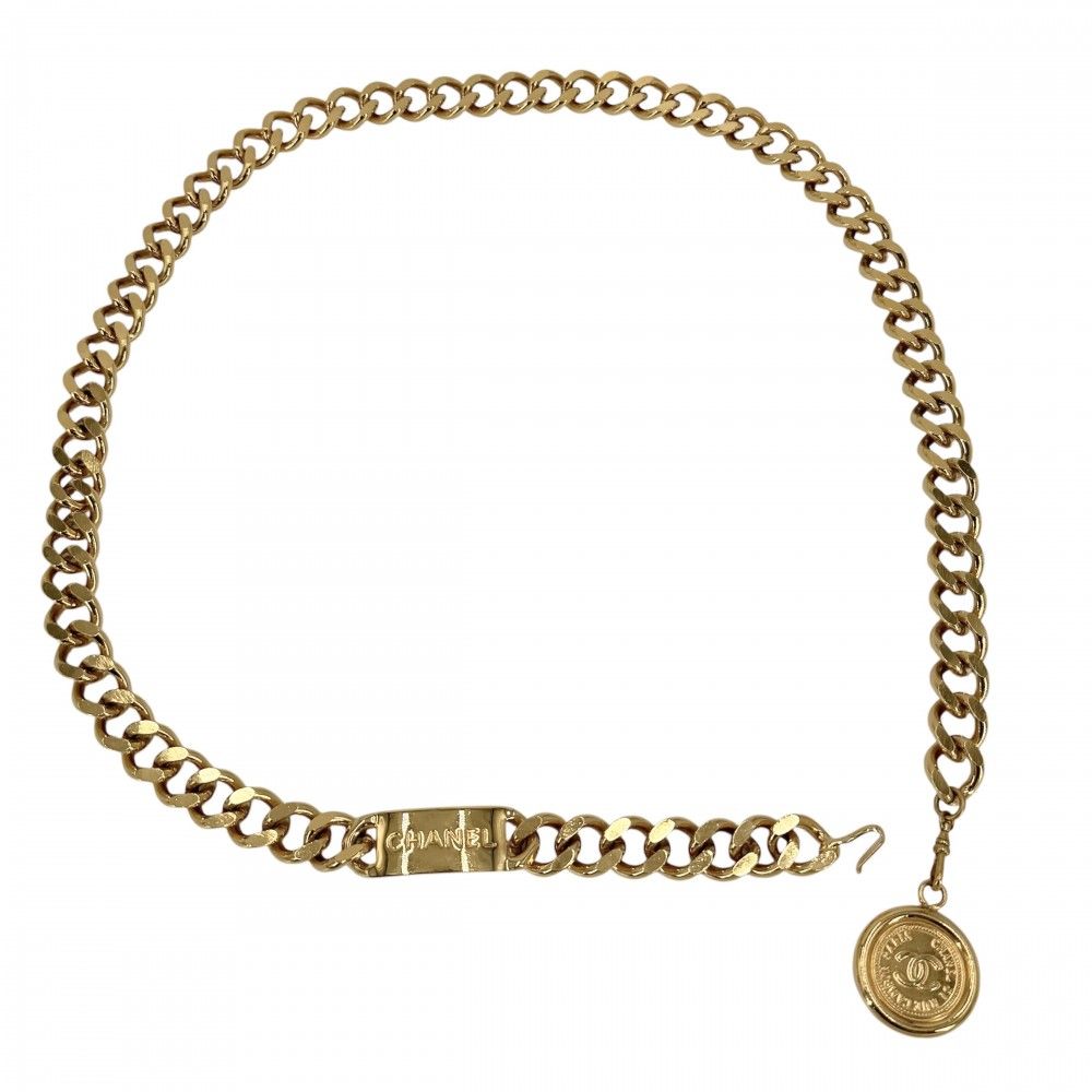 シャネル ベルト レディース ココマーク チェーンベルト ファッションアイテム メダル ヴィンテージ CHANEL GP ゴールド【中古品】