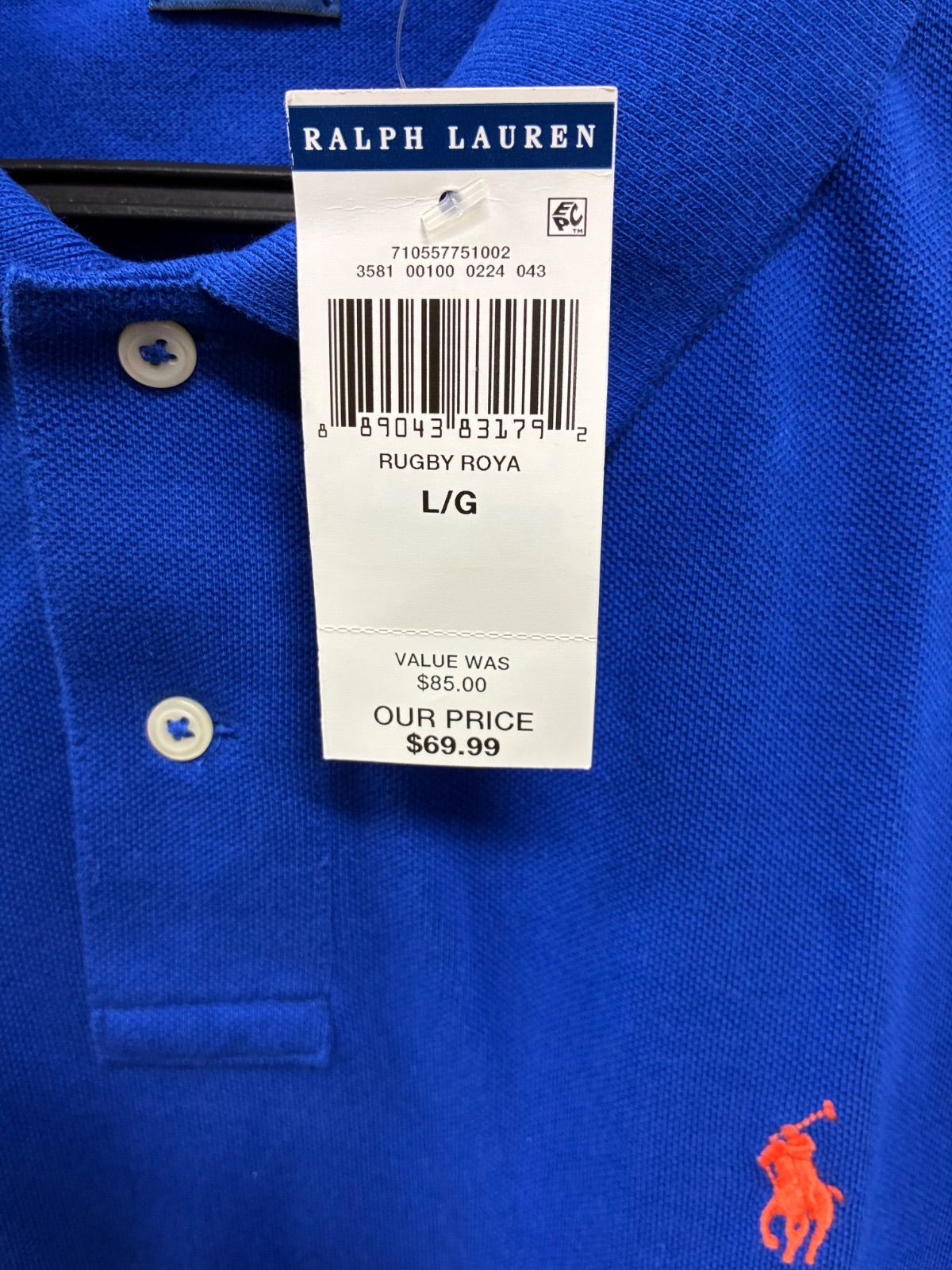 Ralph Lauren新品未使用品のポロシャツロイヤルブルーです‼️