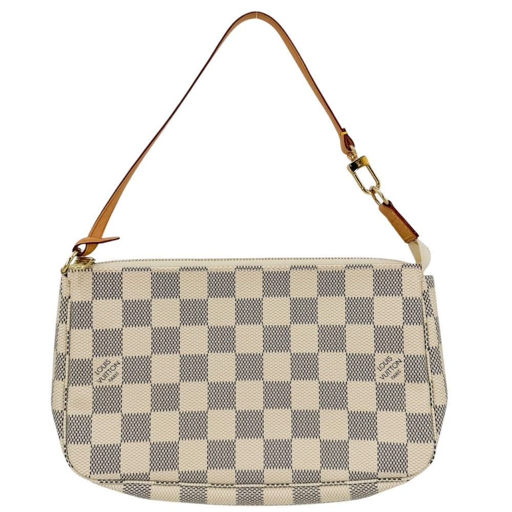 ルイヴィトン ハンドバッグ レディース ポシェットアクセソワール アクセサリーポーチ Pochette Accessoires LOUIS VUITTON N41207 ダミエアズールキャンバス ホワイト 白 ゴールド金具【中古品】