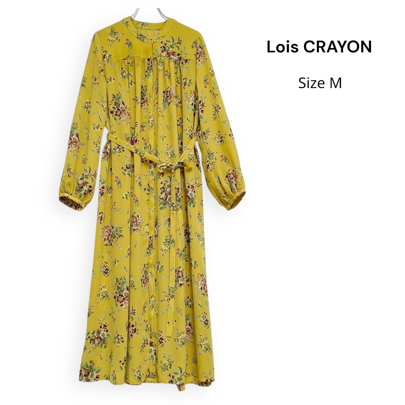 Lois CRAYON ロイスクレヨン ベルテッドフラワー ロング フレア ワンピース SizeM