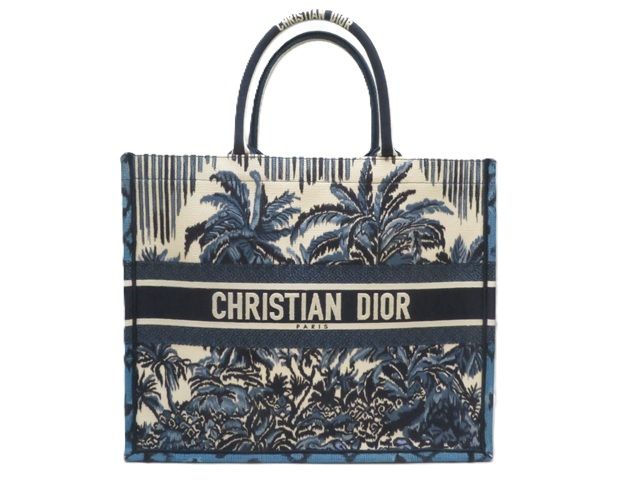 Dior ディオール　パームズ　ブックトート　ラージ　キャンバス　ネイビー【中古】【430】2148104090898