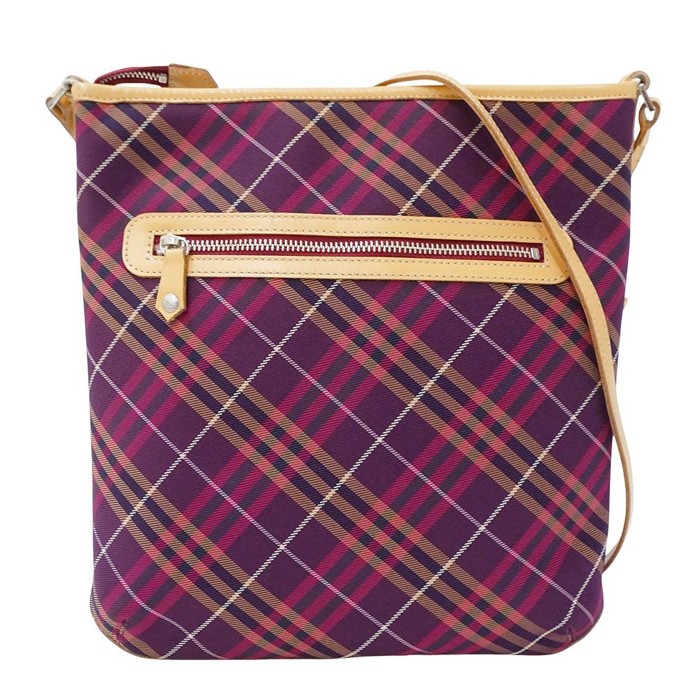 バーバリーブルーレーベル BURBERRY BLUE LABEL バッグ レディース ブランド ショルダーバッグ ナイロン レザー パープル ベージュ 斜めがけ おしゃれ チェック柄 上品 おでかけ 普段使い 【中古】