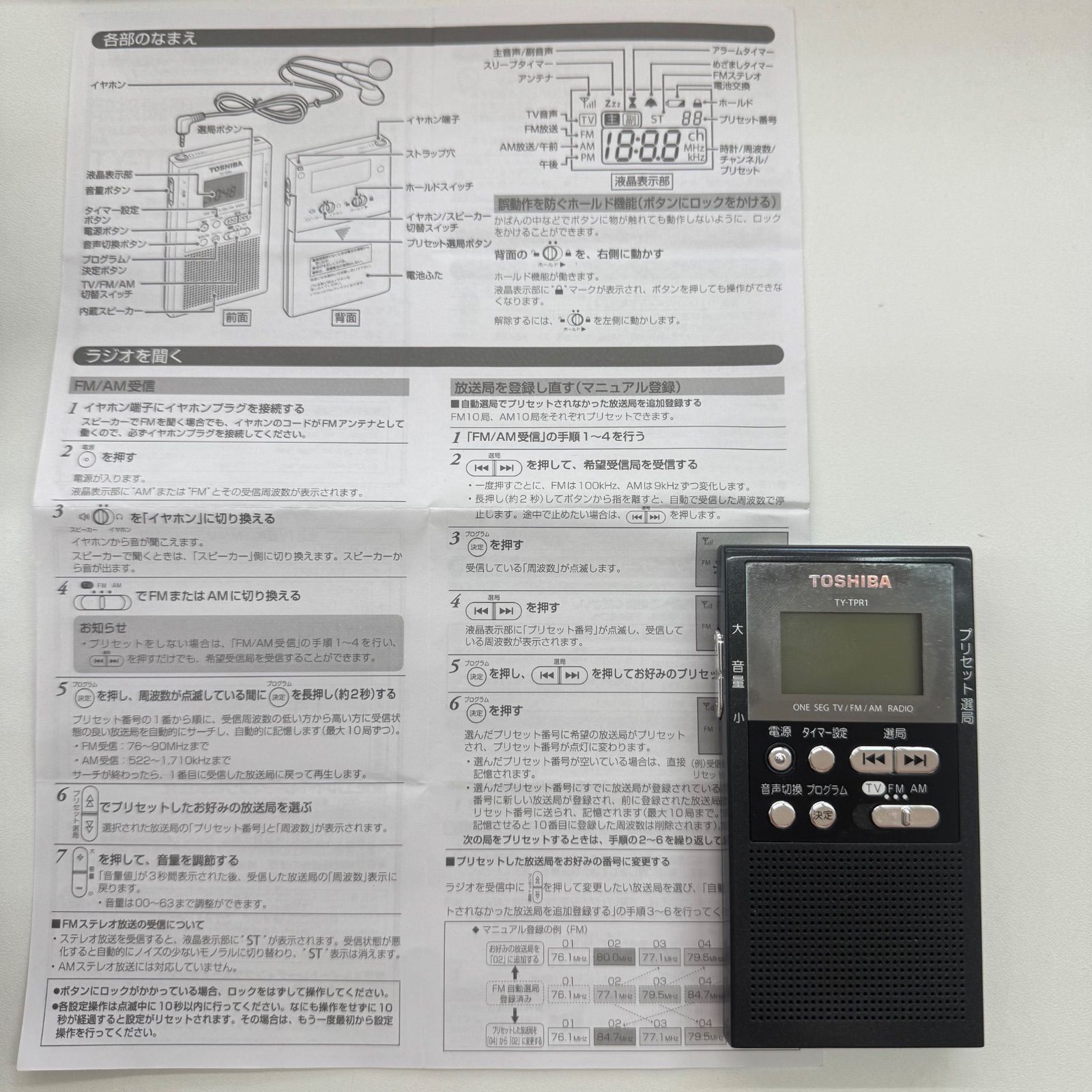 中古品】東芝 TV音声/FM/AMラジオ TY-TPR1 ブラック - メルカリ