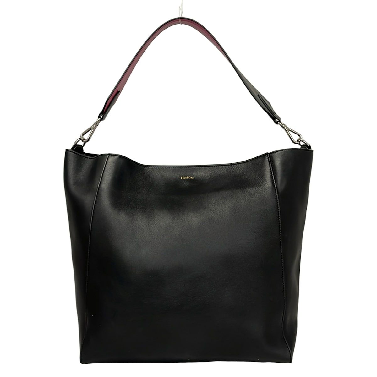 Max Mara(マックスマーラ) ショルダーバッグ - 黒×ピンク ストラップ着脱可 レザー