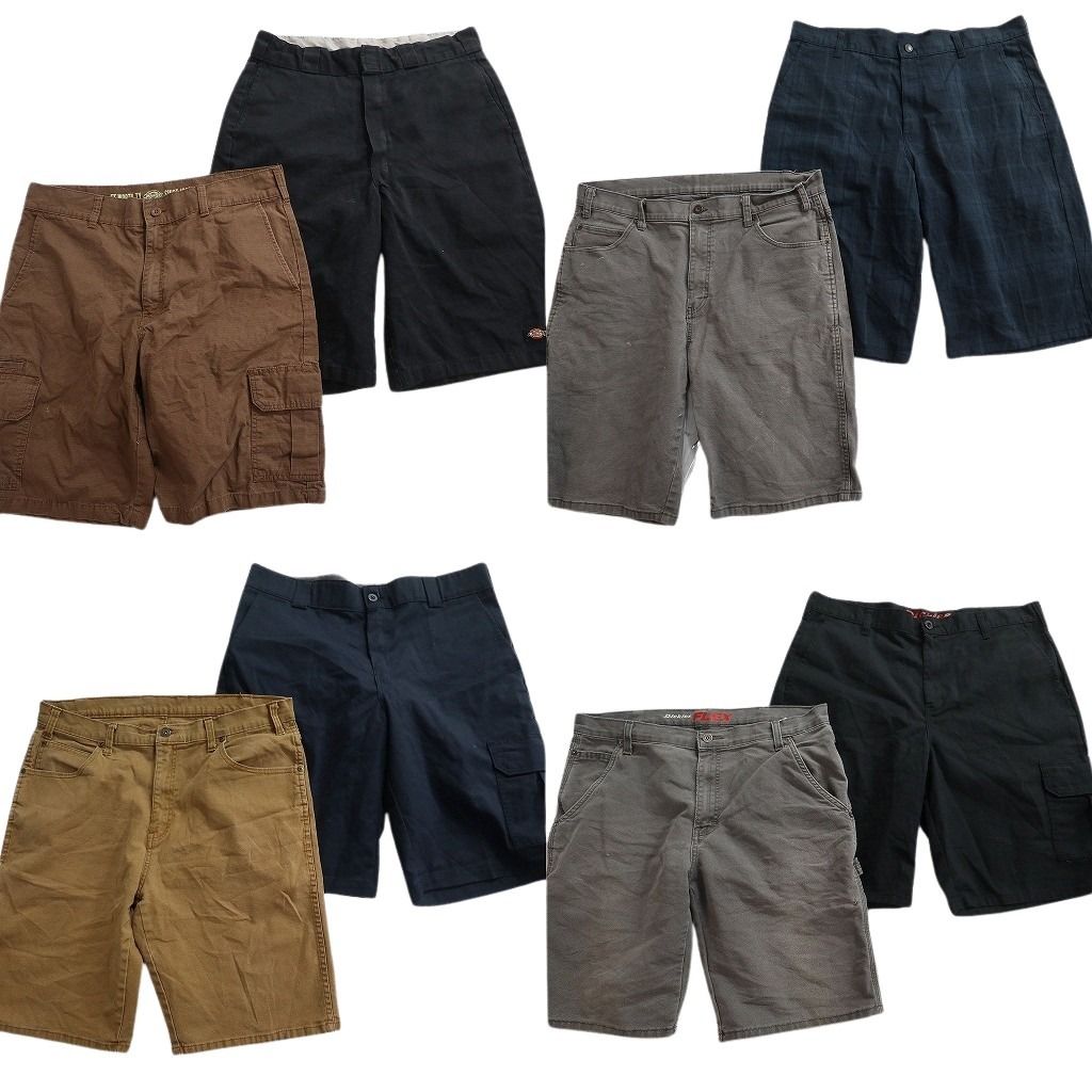 古着卸 まとめ売り ディッキーズ ショートパンツ 8枚セット ( メンズ 36 ) カーゴ ワーク FLEX チェック デニム 中古 古着 NE9122