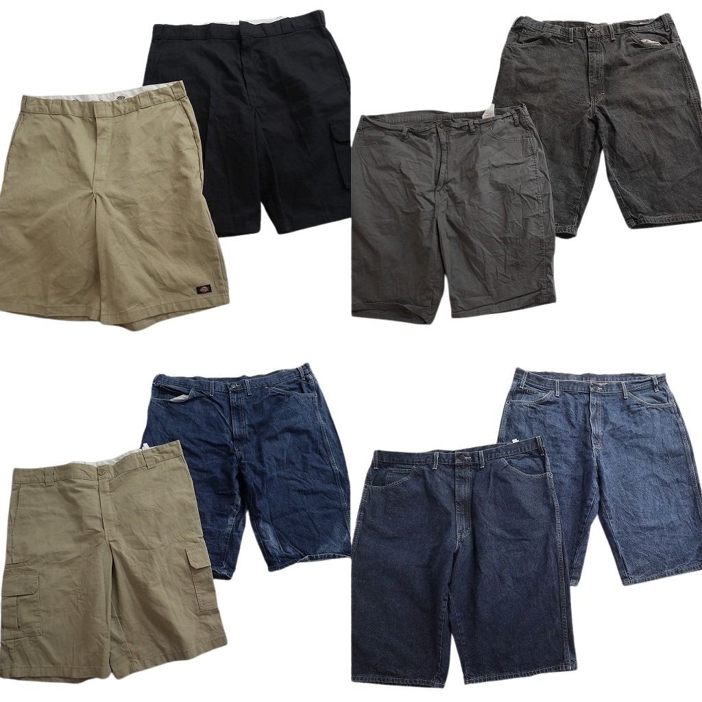 古着卸 まとめ売り ディッキーズ ショートパンツ 8枚セット ( メンズ 44 ) カーゴ デニム ブラック インディゴブルー 中古 古着 NE9125