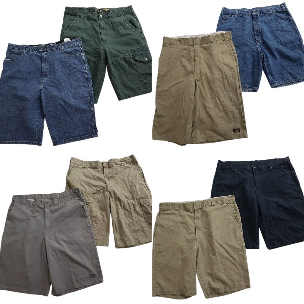 古着卸 まとめ売り ディッキーズ ショートパンツ 8枚セット ( メンズ 40 ) カーゴ デニム チノ ベージュ グレー 中古 古着 NE9134