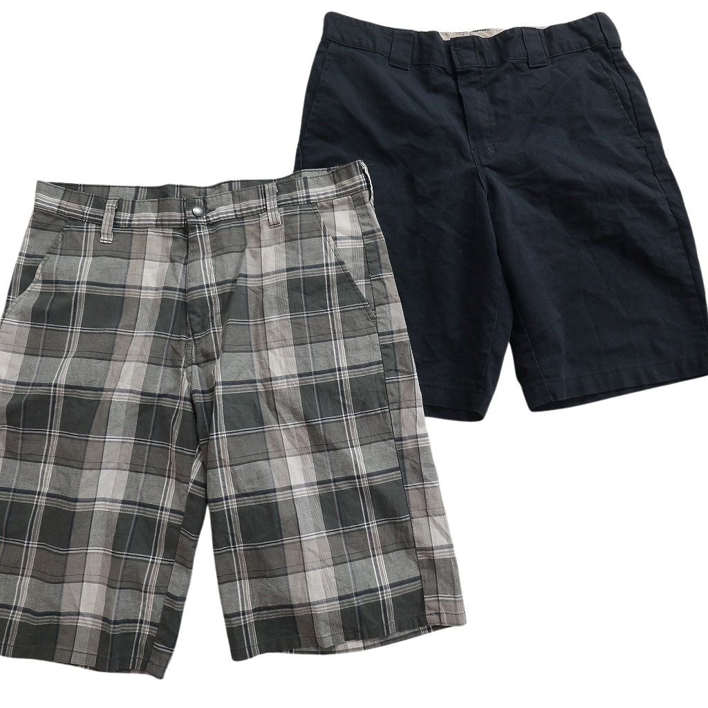 古着卸 まとめ売り ディッキーズ ショートパンツ 8枚セット ( メンズ 34 ) デニム チェック ネイビー ブラウン 中古 古着 NE9140