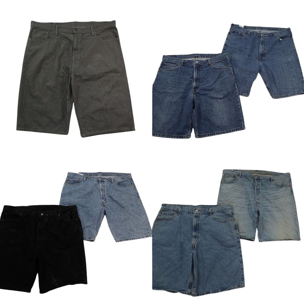 古着卸 まとめ売り リーバイス デニム ショートパンツ 7枚セット ( メンズ 44/42 ) 505 501 550 569 ブラック 中古 古着 NE9148
