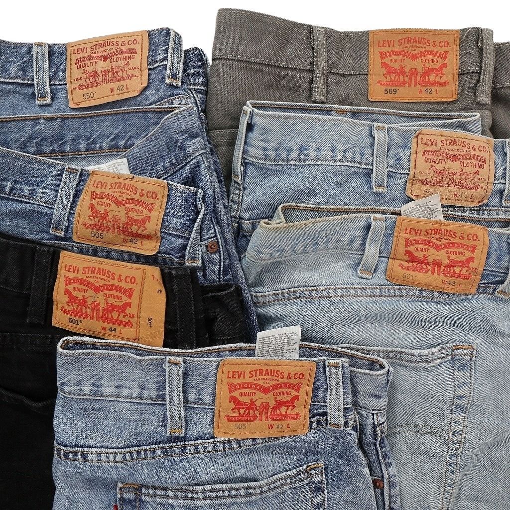 古着卸 まとめ売り リーバイス デニム ショートパンツ 7枚セット ( メンズ 44/42 ) 505 501 550 569 ブラック 中古 古着 NE9148