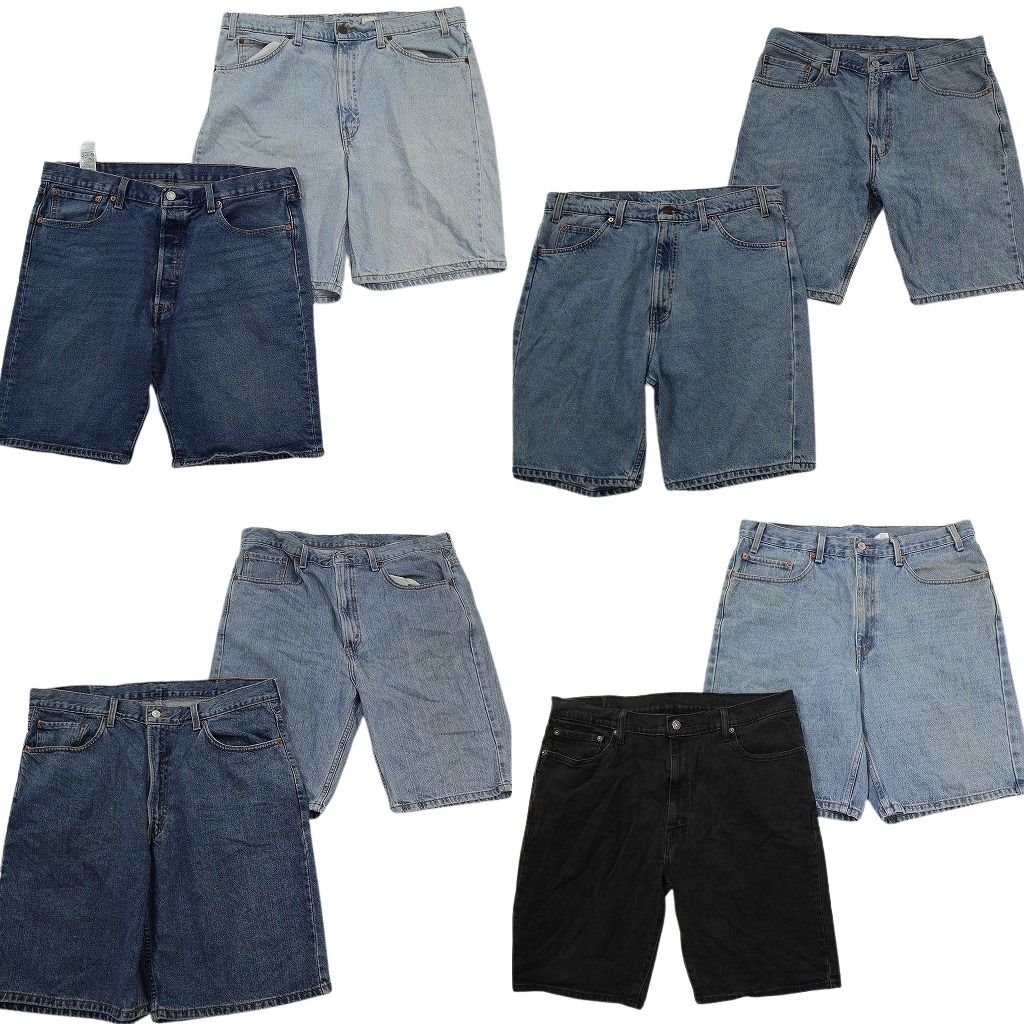 古着卸 まとめ売り リーバイス デニム ショートパンツ 8枚セット ( メンズ 38/36 ) 505 550 501 ブラック ヒゲ 中古 古着 NE9151