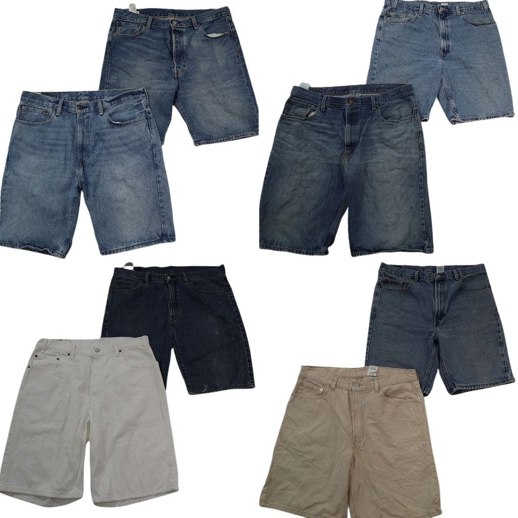 古着卸 まとめ売り リーバイス デニム ショートパンツ 8枚セット ( メンズ 36 ) 505 550 501 ホワイト ヒゲ 中古 古着 NE9152