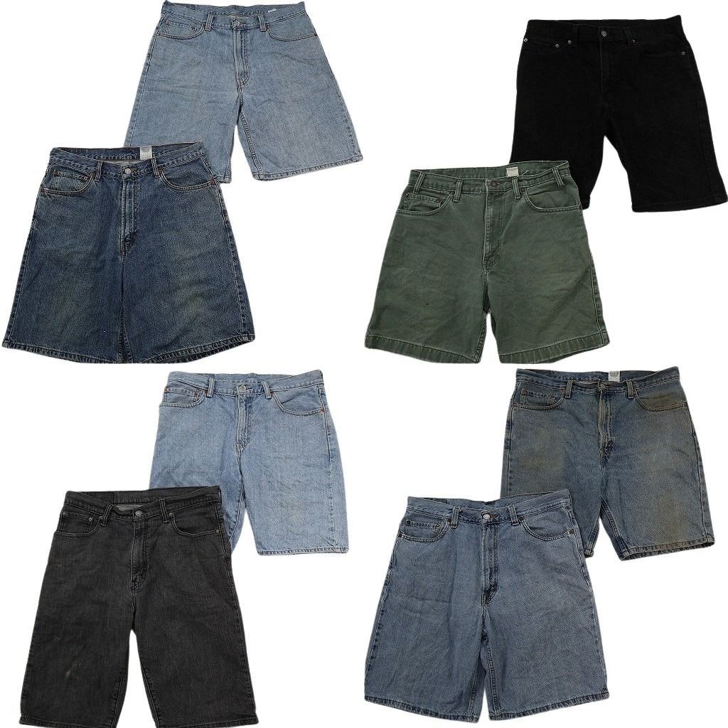 古着卸 まとめ売り リーバイス デニム ショートパンツ 8枚セット ( メンズ 36/34 ) 505 550 ブラック カーキ 中古 古着 NE9153
