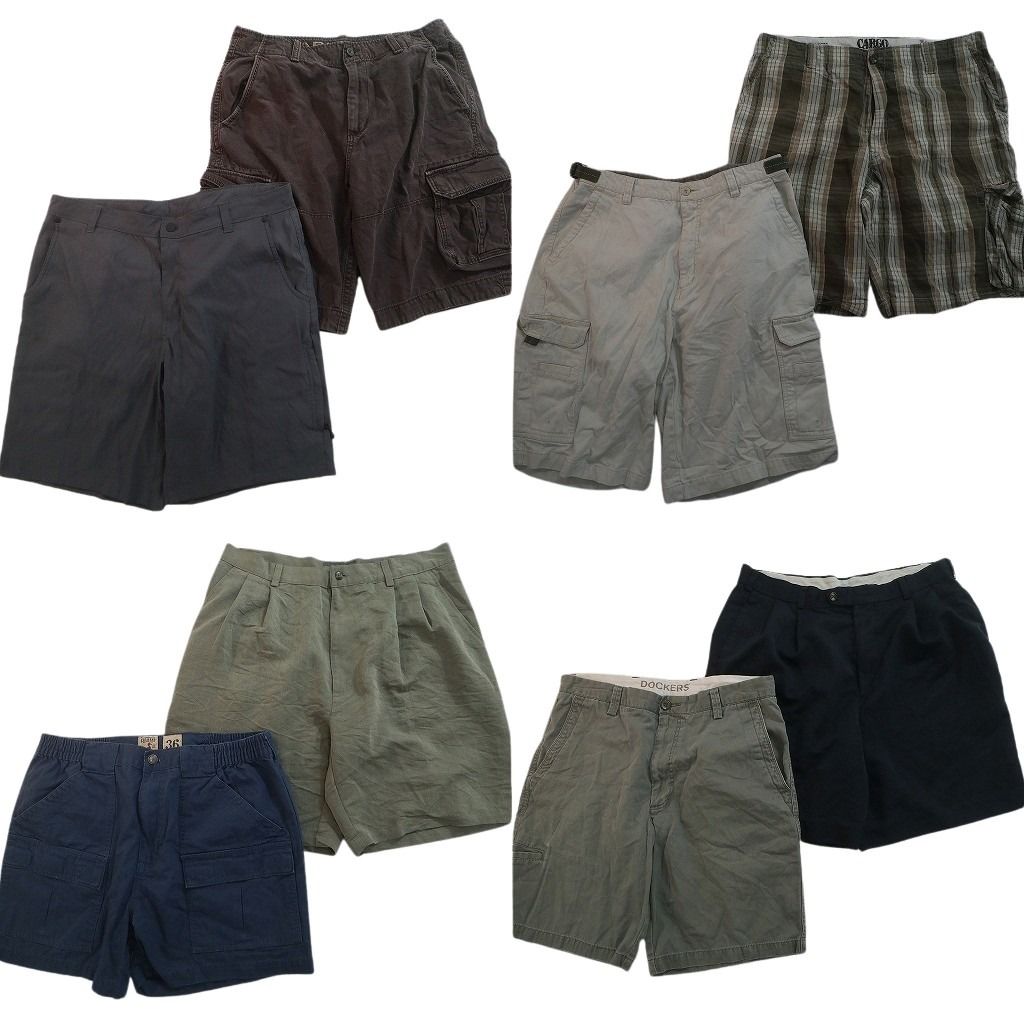 古着卸 まとめ売り ショートパンツ MIX 8枚セット ( メンズ 36 ) カーゴ ドッカーズ タック チェック 中古 古着 NE9192