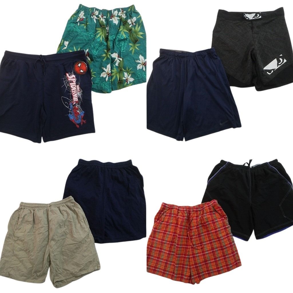 古着卸 まとめ売り ショートパンツ MIX 8枚セット ( メンズ XL ) キャラクター マーベル イージーパンツ チェック 中古 古着 NE9196