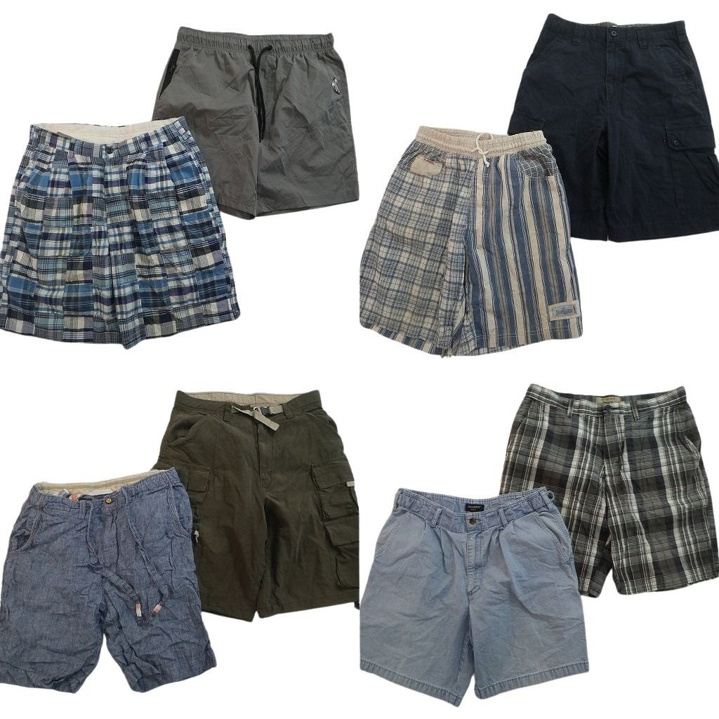 古着卸 まとめ売り ショートパンツ MIX 8枚セット ( メンズ 38/L ) チェック イージーパンツ ドッカーズ カーゴ 中古 古着 NE9197